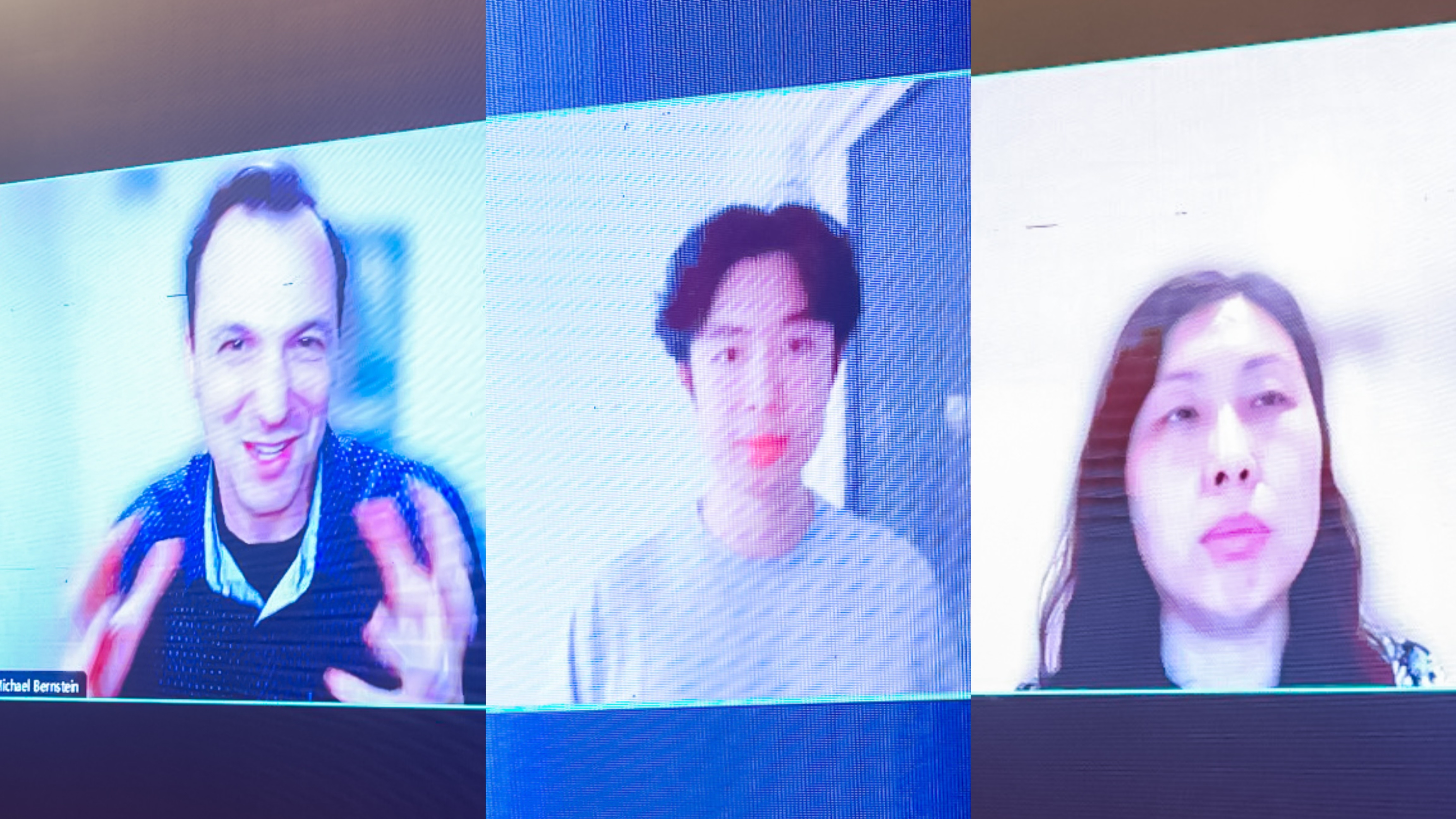 20230910-如意页面在线登录计算机系与人工智能研究院基础模型研究中心联合举办首届基础大模型研讨会-嘉艺-Michael Bernstein(左)、Jason Wei(中)、Yan Liu(右)在线上作报告.jpg