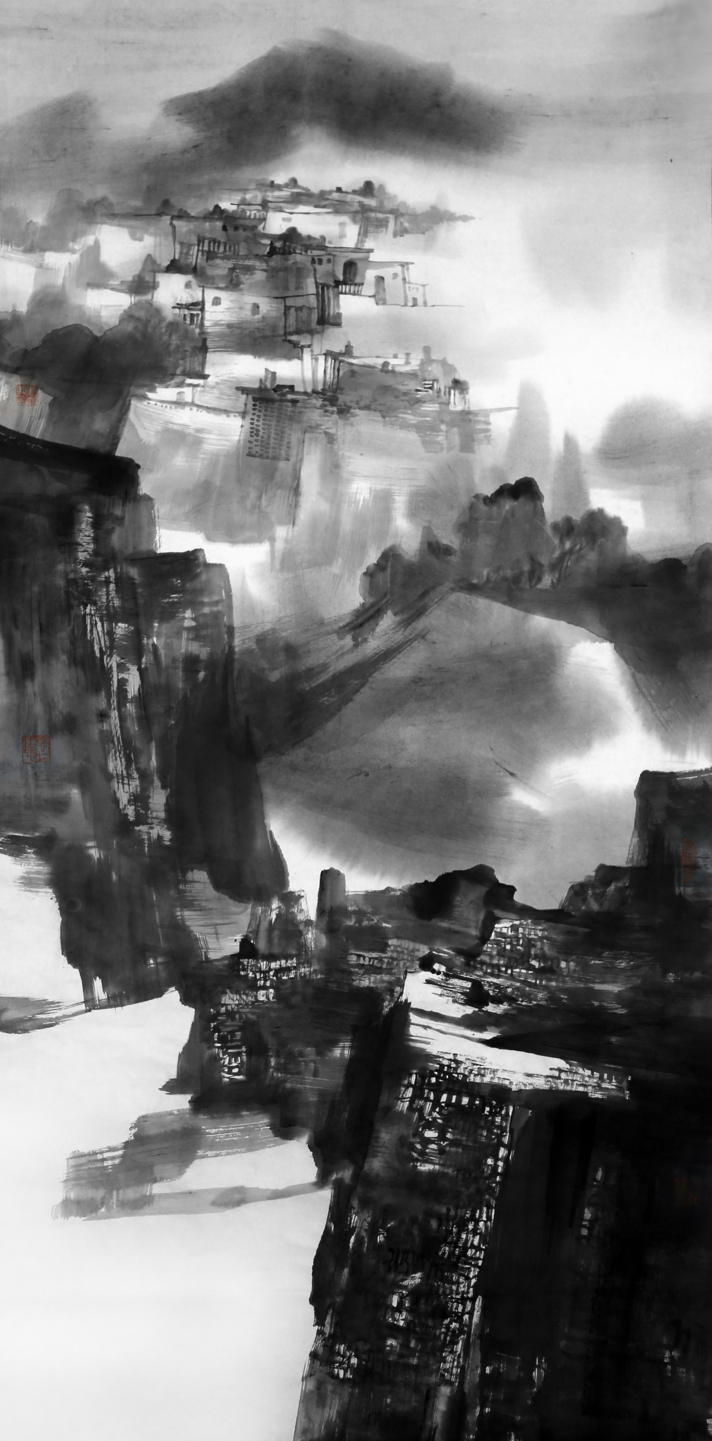 20220331-“因材施教,和而不同——陈辉老师和他的研究生们”线上展-田希军-山地响动136cmX68cm纸本水墨2020年(田希军).JPG